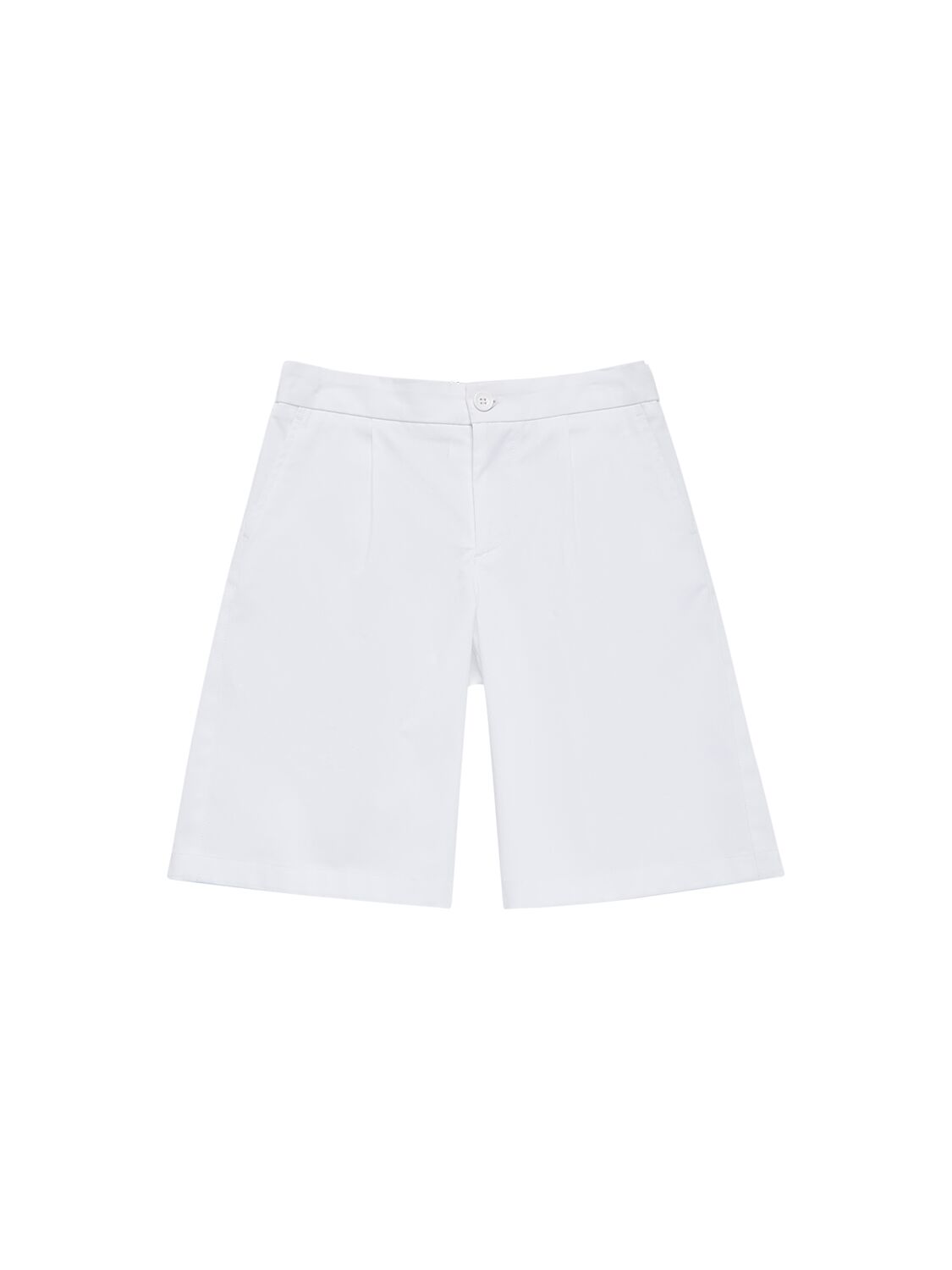 Dolce & Gabbana Kids' Shorts Aus Stretch-baumwolle Mit Logodruck In Weiss