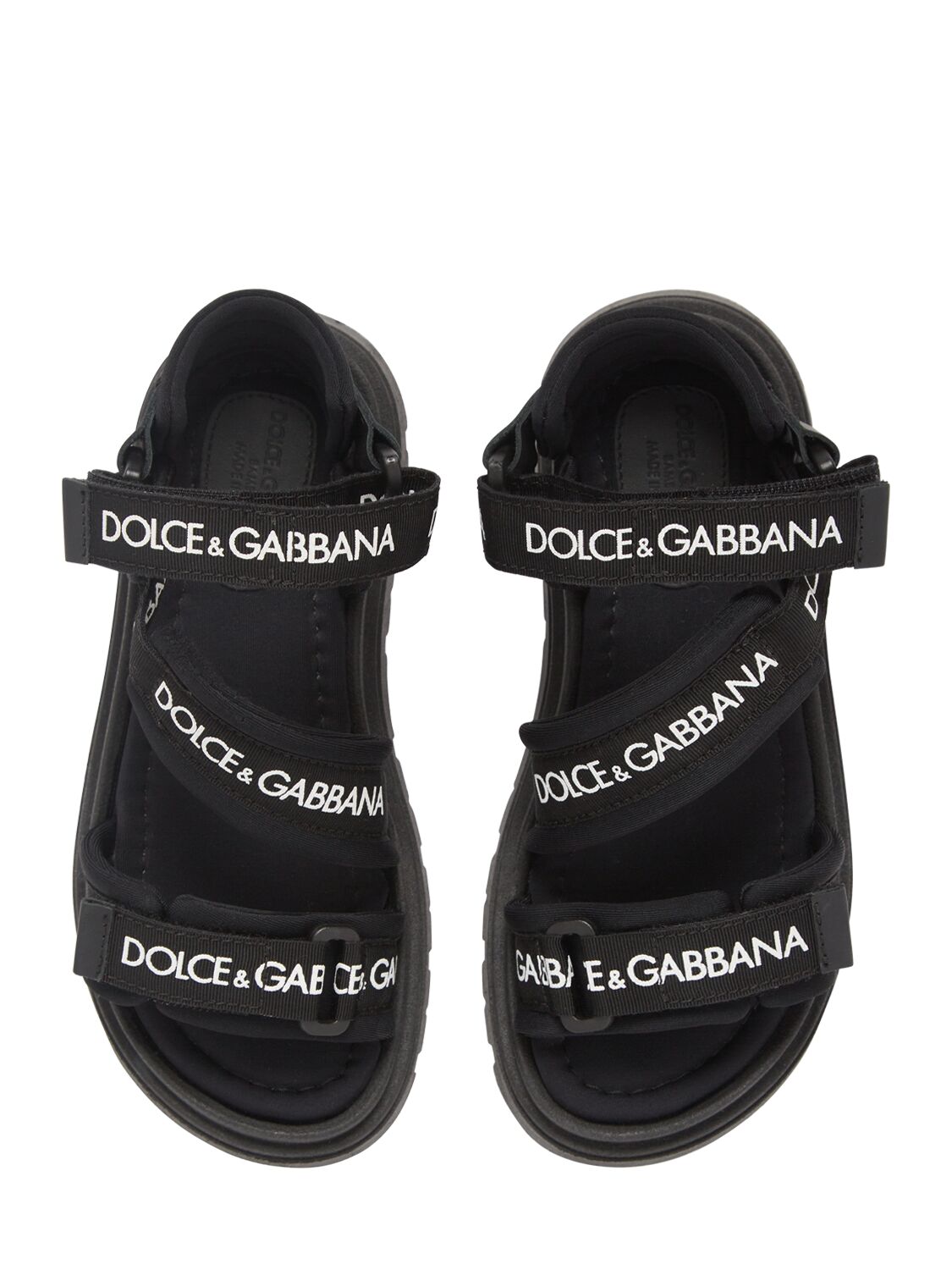 Shop Dolce & Gabbana Logo Lycra Strap Sandals In Black,white