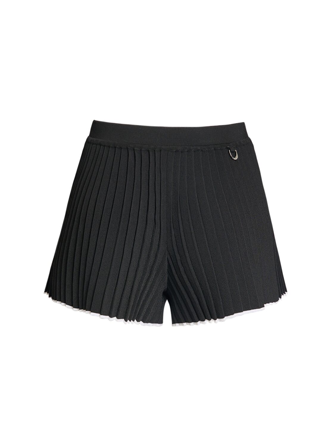 Shop Jacquemus Le Short Maille Plissé Knit Mini Shorts In Black,white