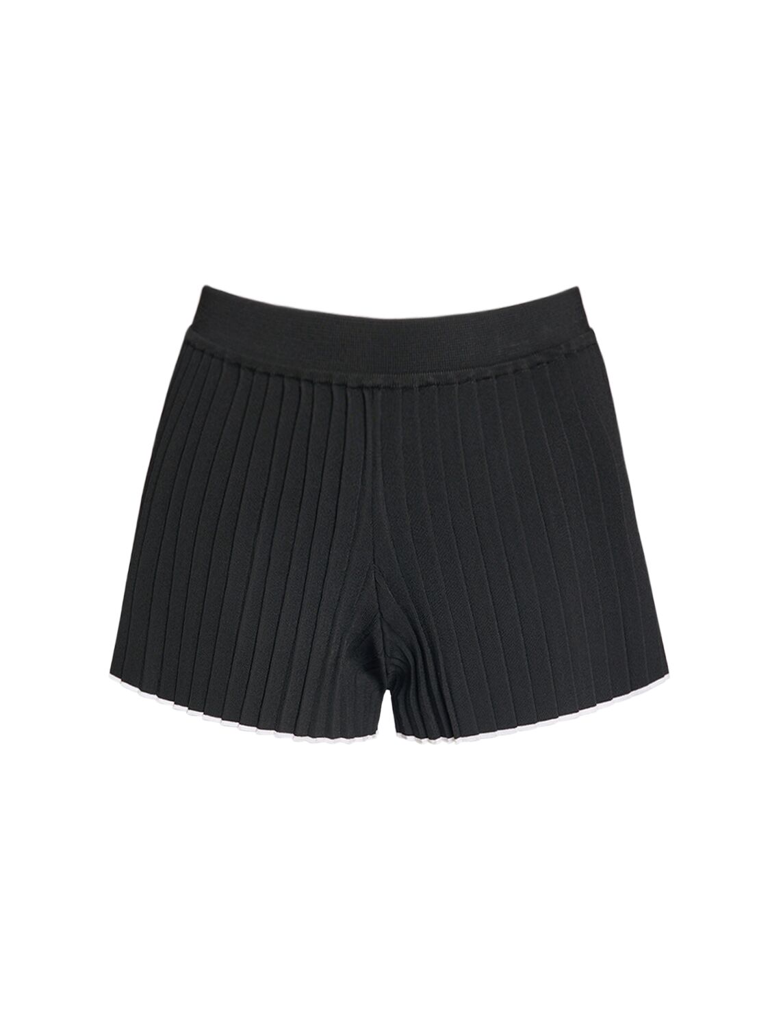 Jacquemus Le Short Maille Plissé Knit Mini Shorts In Black,white