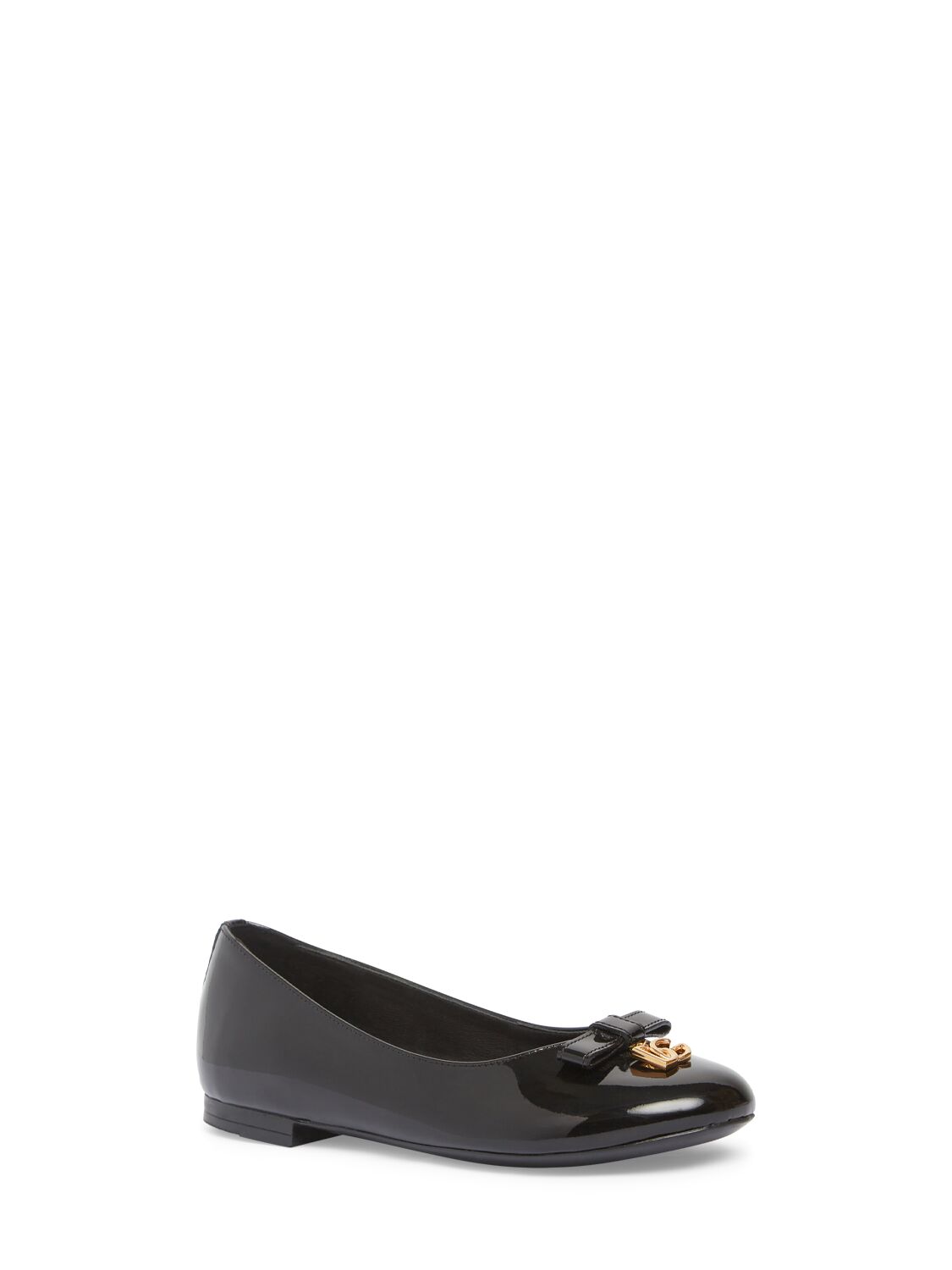 Shop Dolce & Gabbana Patent Leather Ballerinas W/ Logo In Schwarz