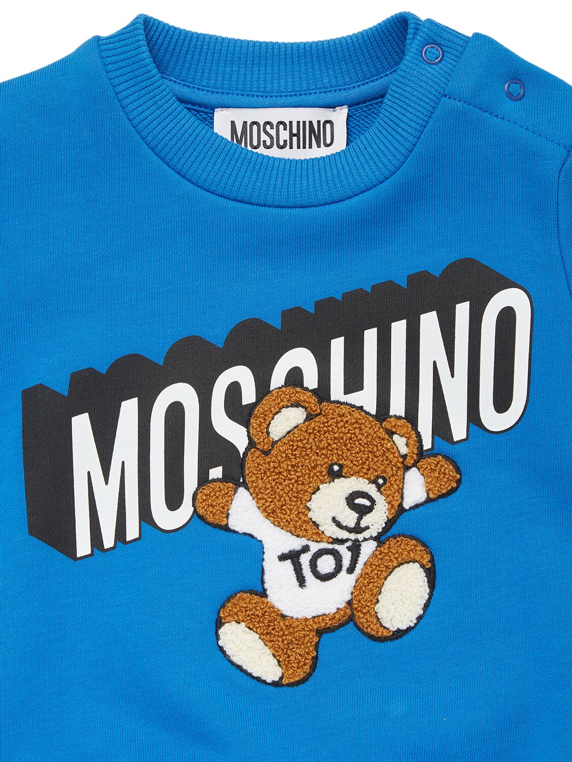 Shop Moschino Cotton Crewneck Sweatshirt In Blue