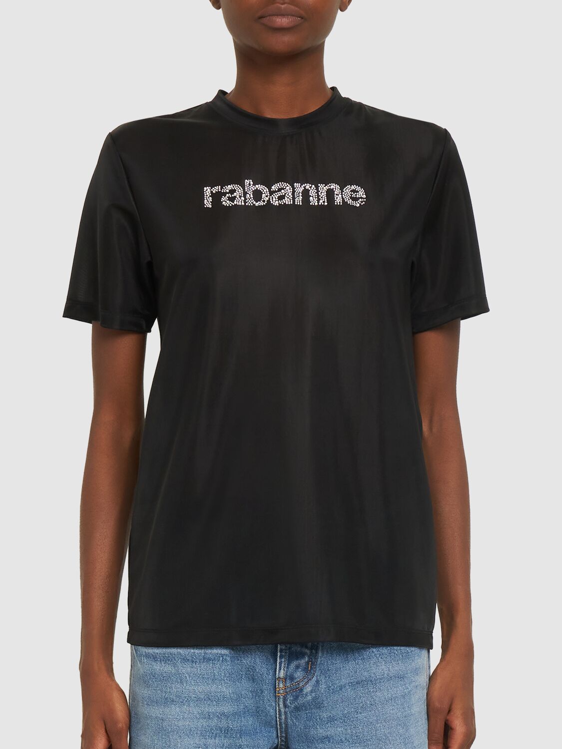 Shop Rabanne Jersey Logo T-shirt In Black