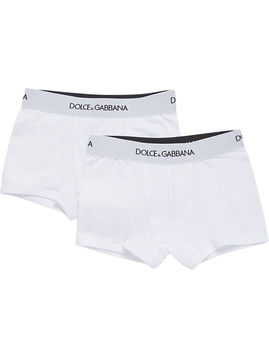 Dolce & Gabbana Kids' Logo棉质平角内裤2件套装 In White