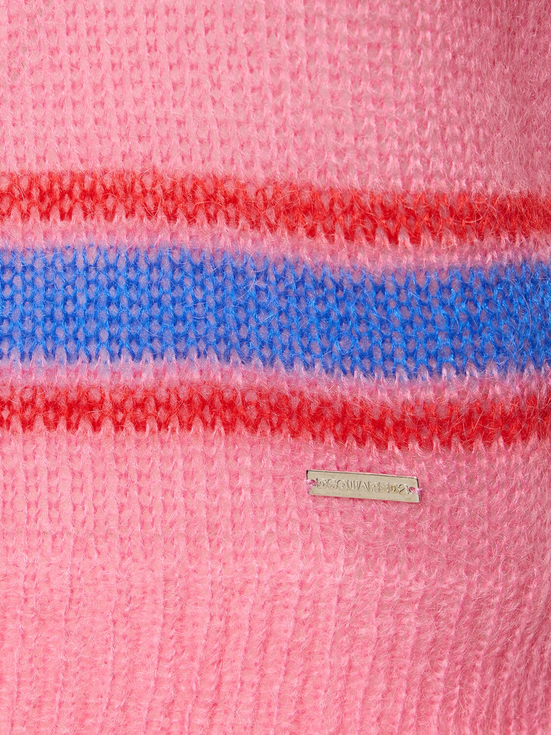 Shop Dsquared2 Striped Mohair Blend Knit Polo In Pink,blue,red