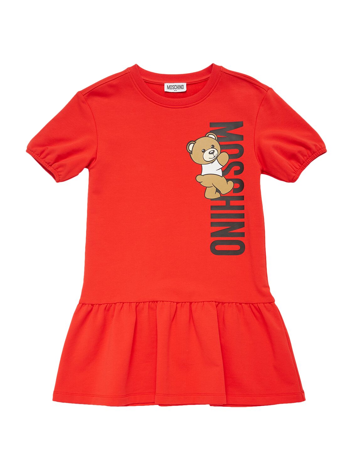 Moschino Kids' Cotton Blend Sweat Dress In Red