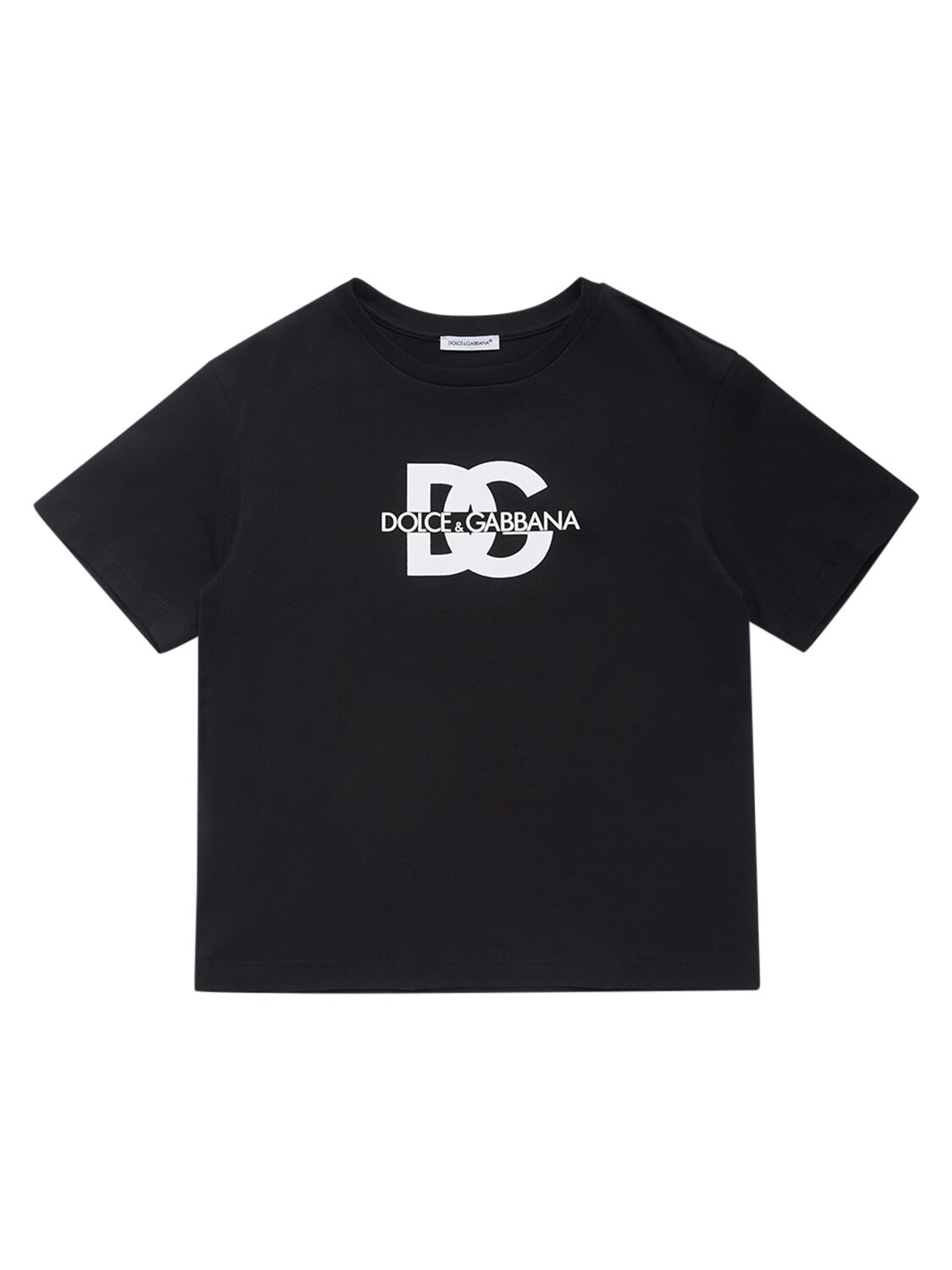 Dolce & Gabbana Kids' Logo印花棉质平纹针织t恤 In Schwarz