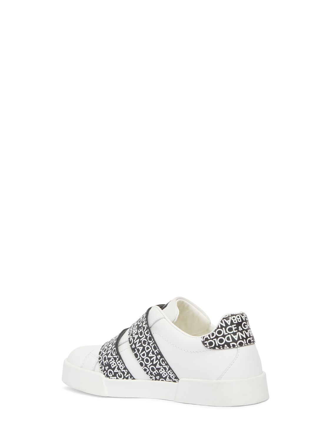 Shop Dolce & Gabbana Leather Strap Sneakers In White,black