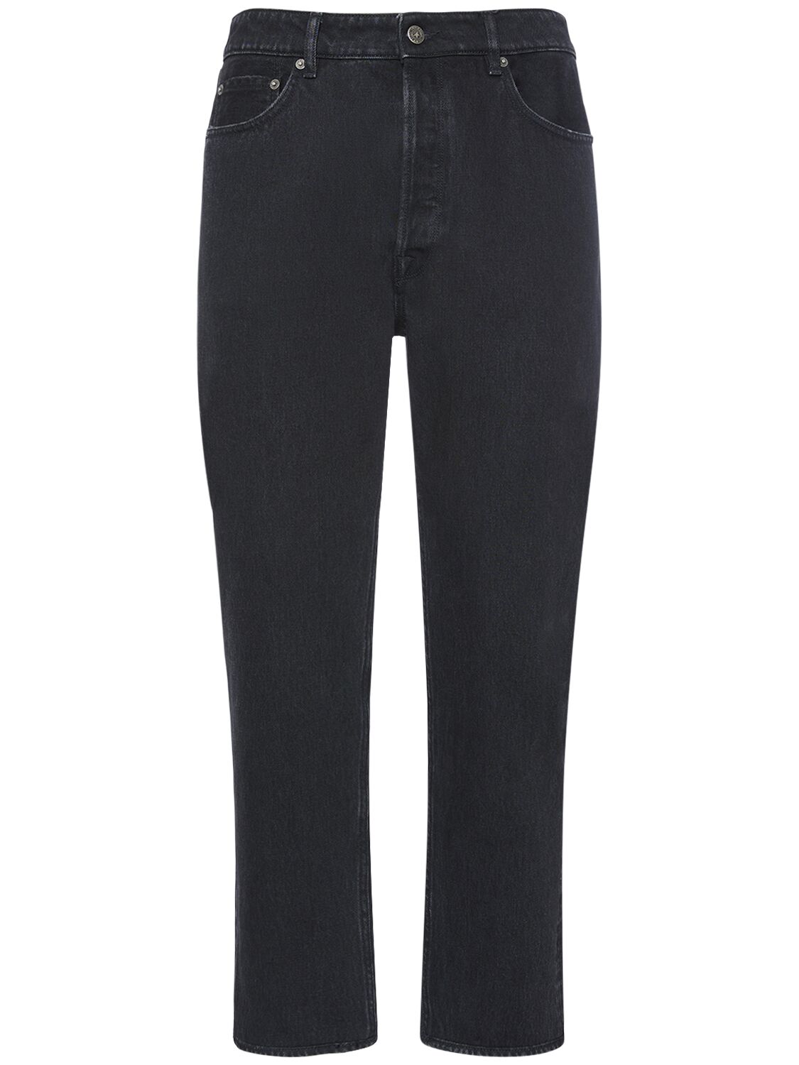 Golden Goose Happy One Washed Cotton Denim Jeans In Black