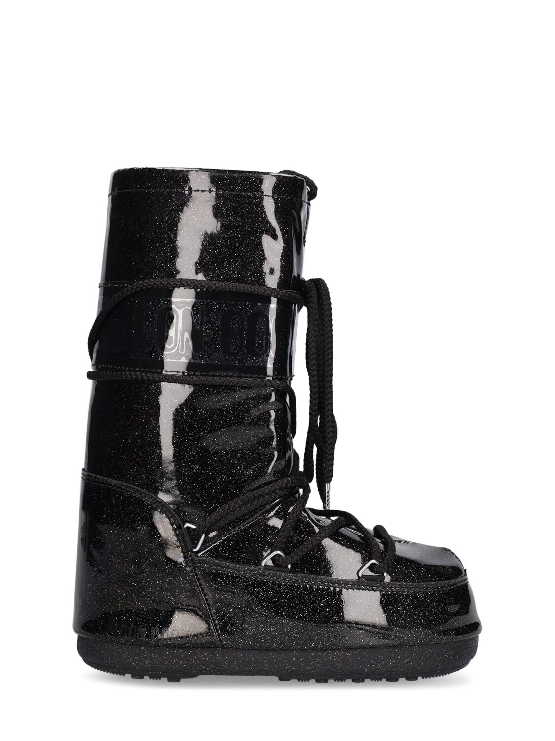 Moon Boot Kids' Icon Tall Glitter Nylon Snow Boots In Black