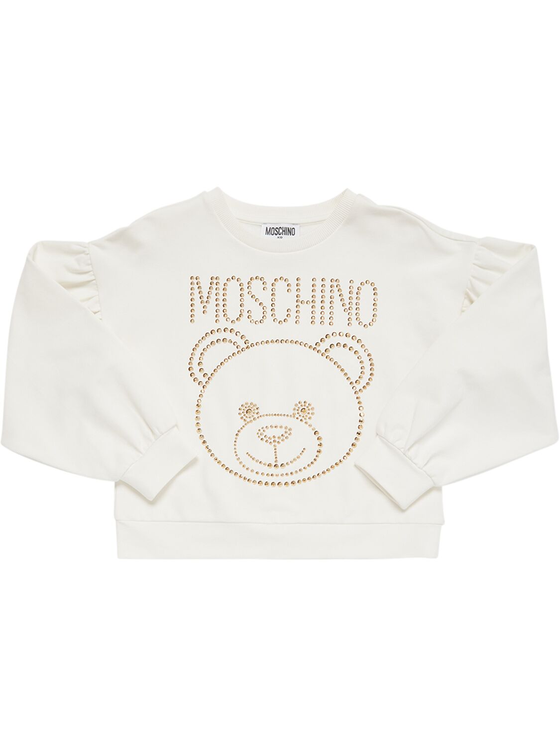 Moschino Kids' Cotton Crewneck Sweatshirt In Off-white
