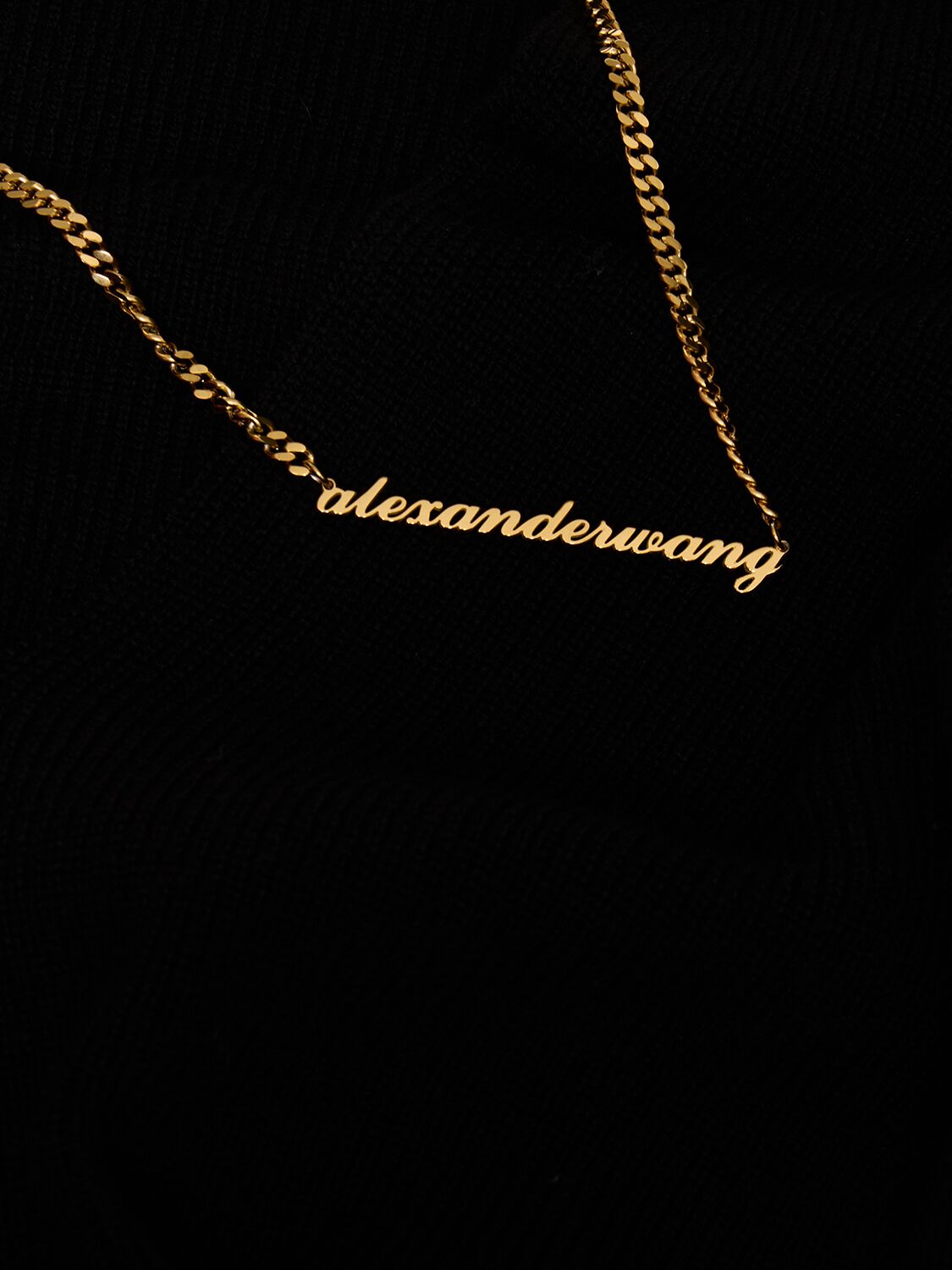 Shop Alexander Wang V-neck Wool Blend Top W/ Logo Necklace In Black