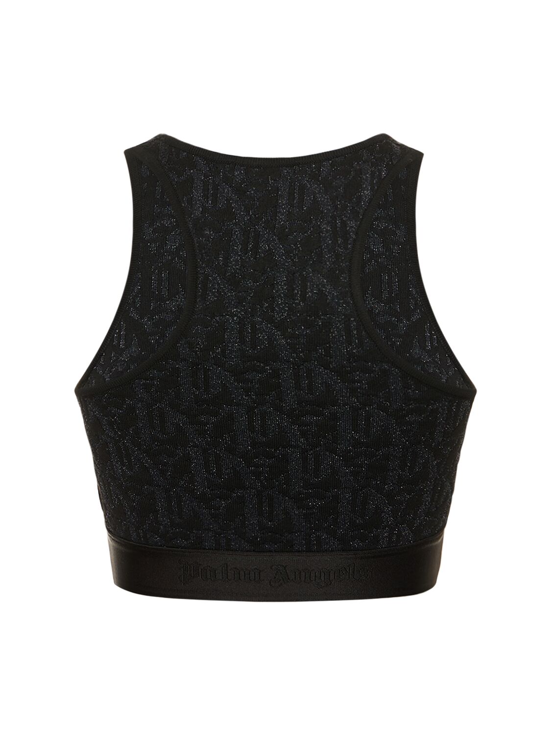 Shop Palm Angels Monogram Viscose Blend Knit Top In Black