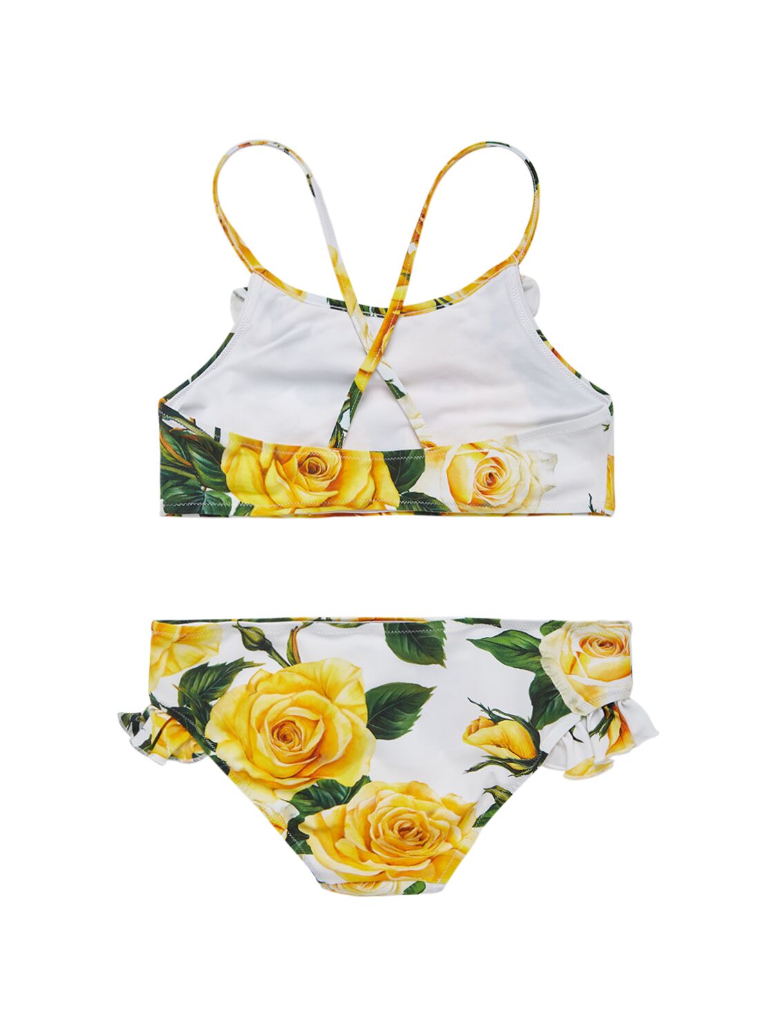 Shop Dolce & Gabbana Flower Printed Bikini Set In Weiss,gelb