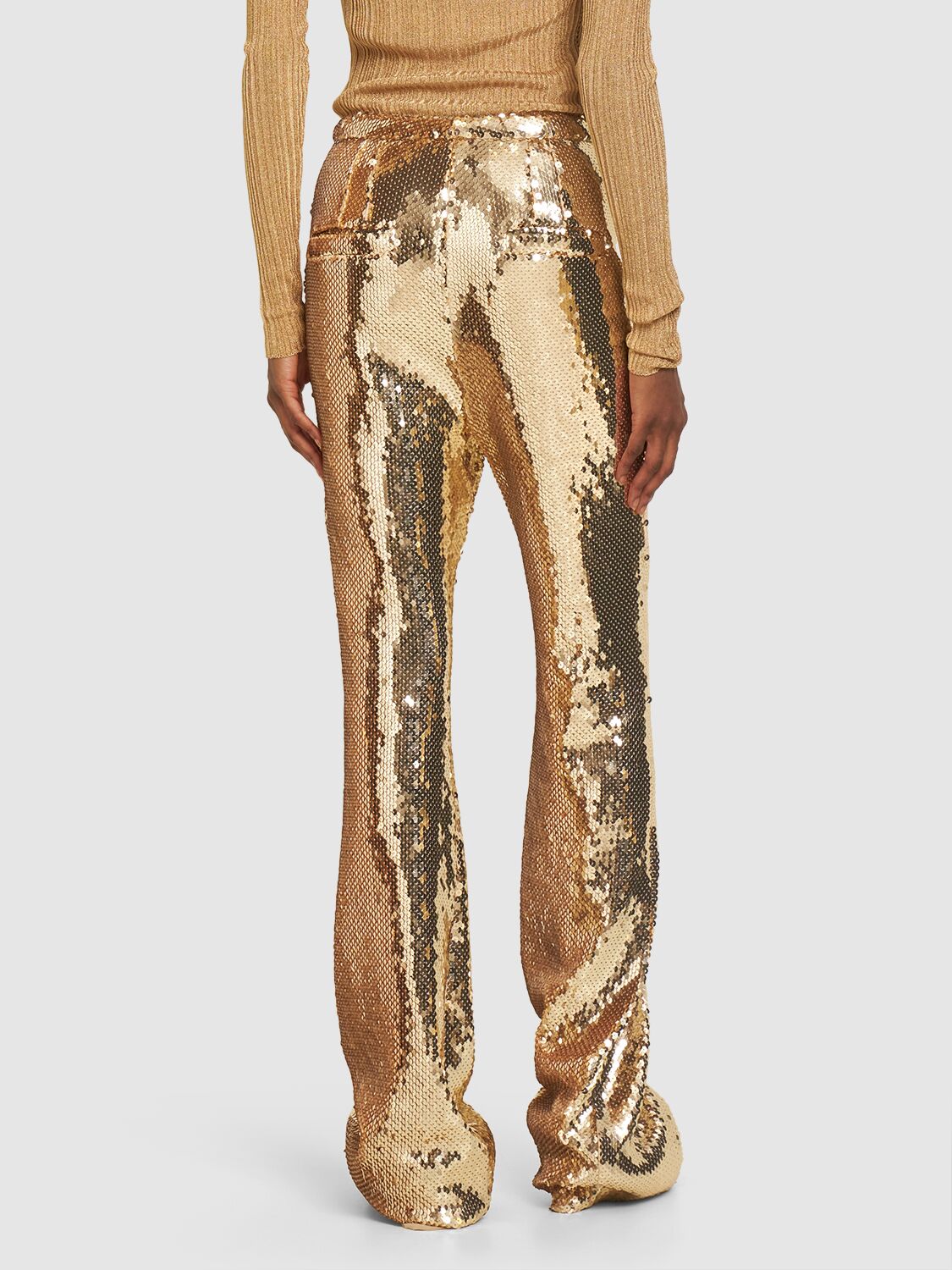 Shop Rabanne Sequined Straight Pants In Gold