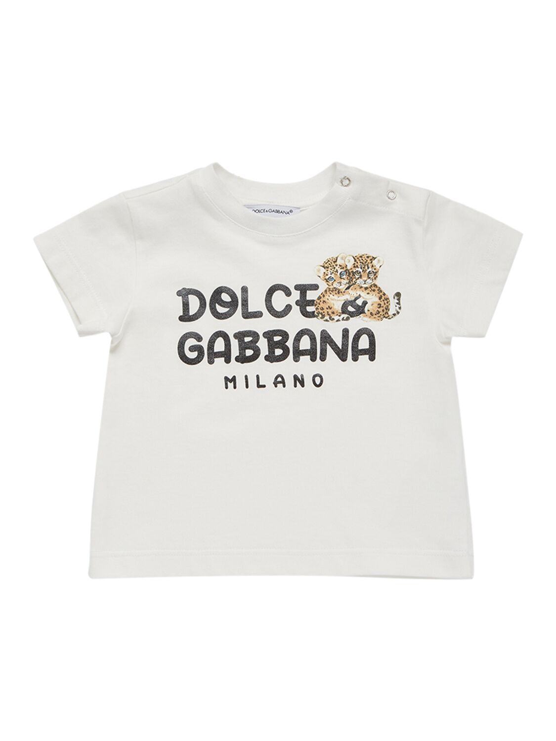 Dolce & Gabbana Kids' T-shirt Aus Baumwolljersey Mit Logo In Weiss