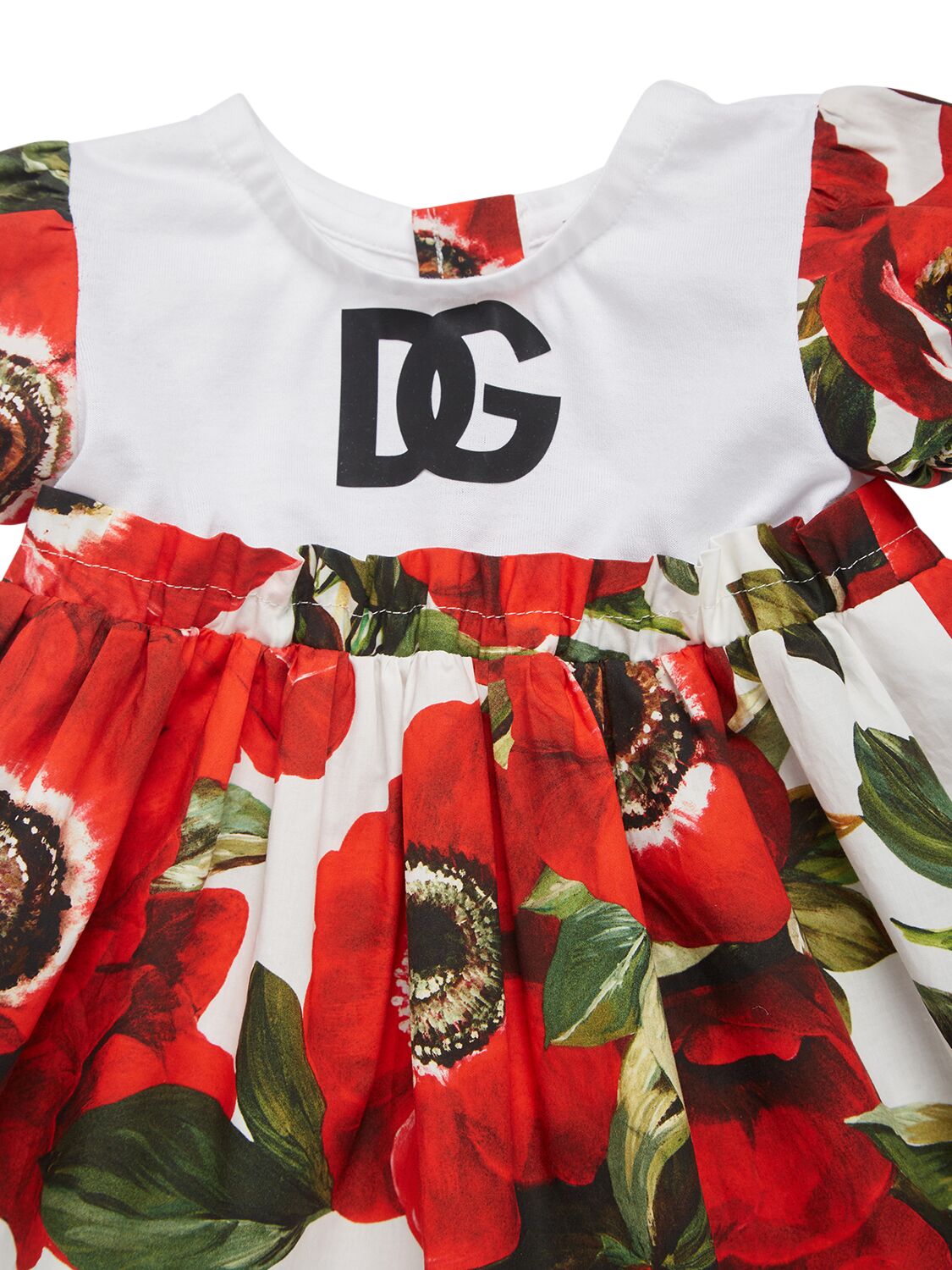 Shop Dolce & Gabbana Printed Cotton Dress W/diaper Cover In Bunt