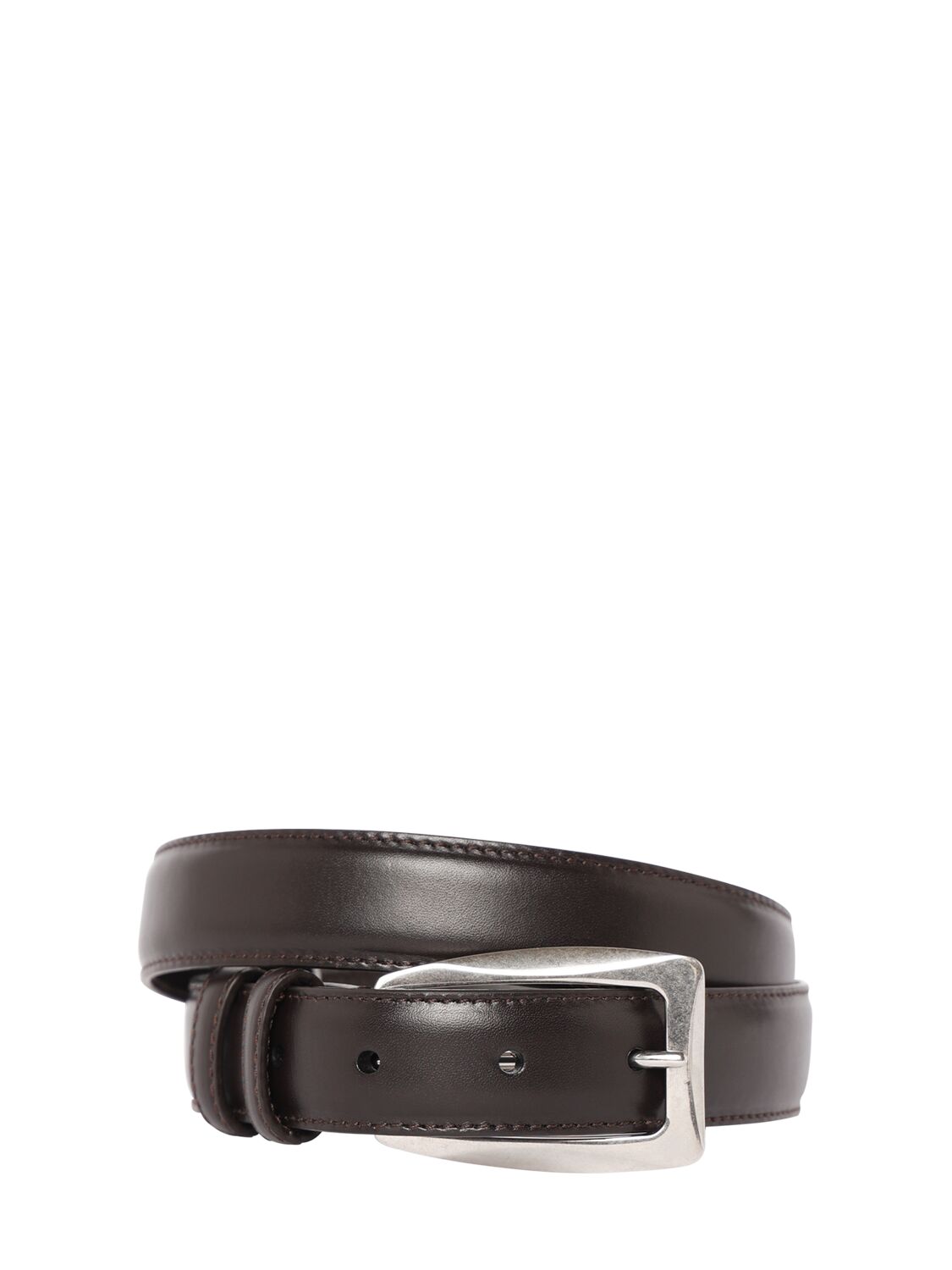 The Row Arco Leather Belt In 深棕色