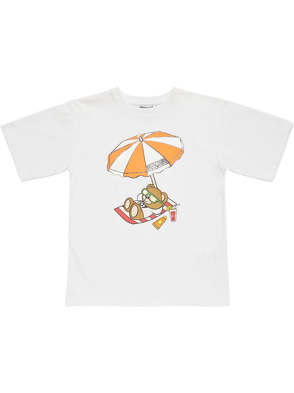 Moschino Kids' Cotton Jersey T-shirt In 화이트