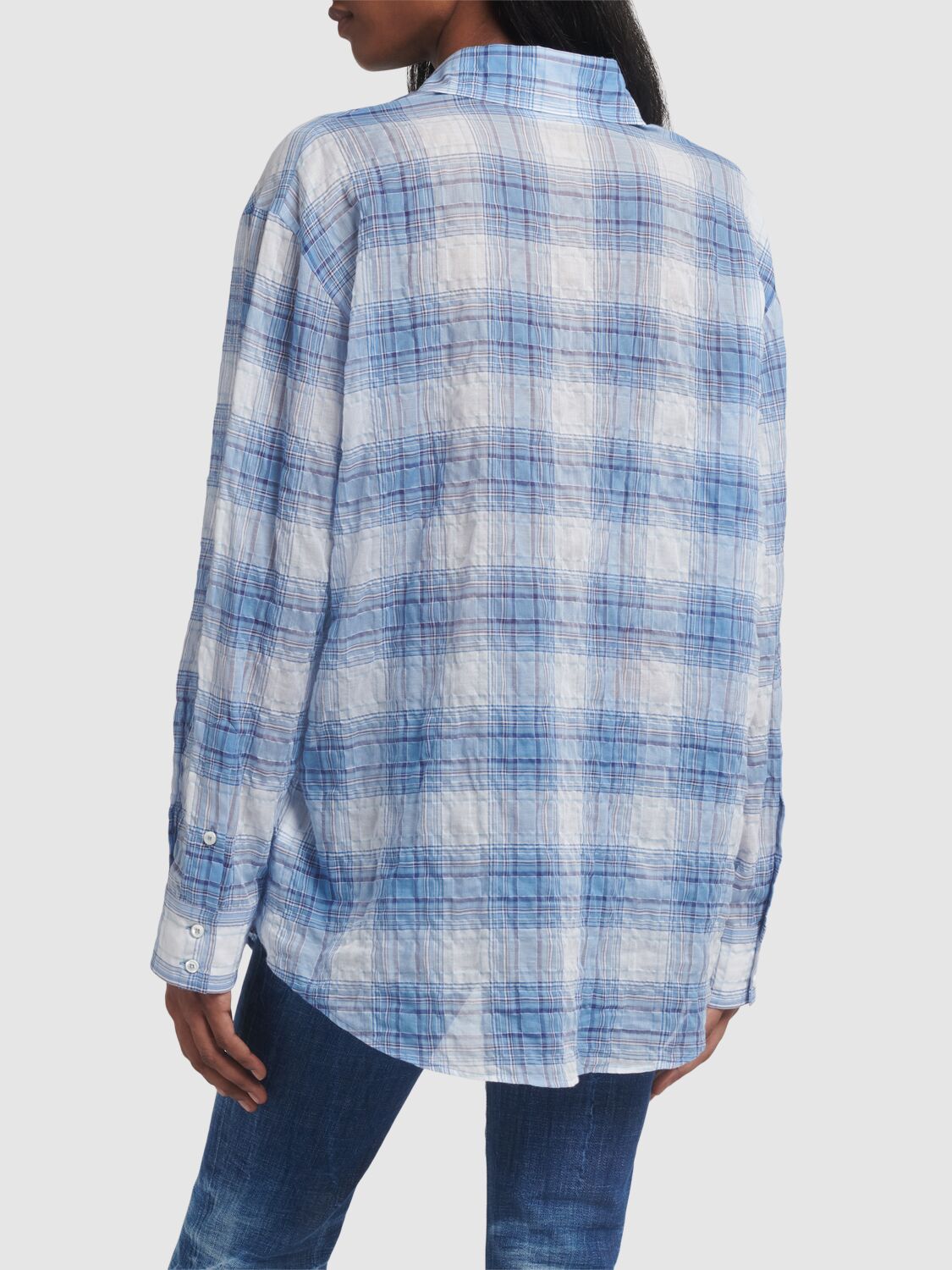 Shop Dsquared2 Checked Cotton Shirt In Bkue,multi