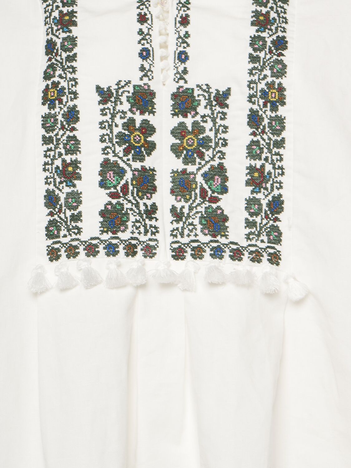 Shop Weekend Max Mara Radica Embroidered Cotton & Linen Shirt In White,green
