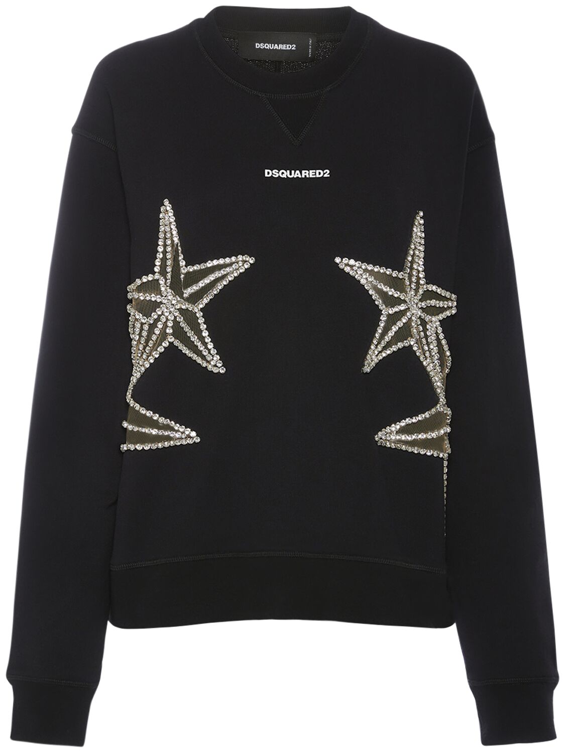 Dsquared2 Embellished Stars Crewneck Sweater In Black