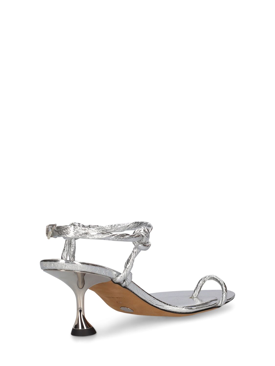 Shop Proenza Schouler 65mm Metallic Leather Toe Ring Sandals In Silver