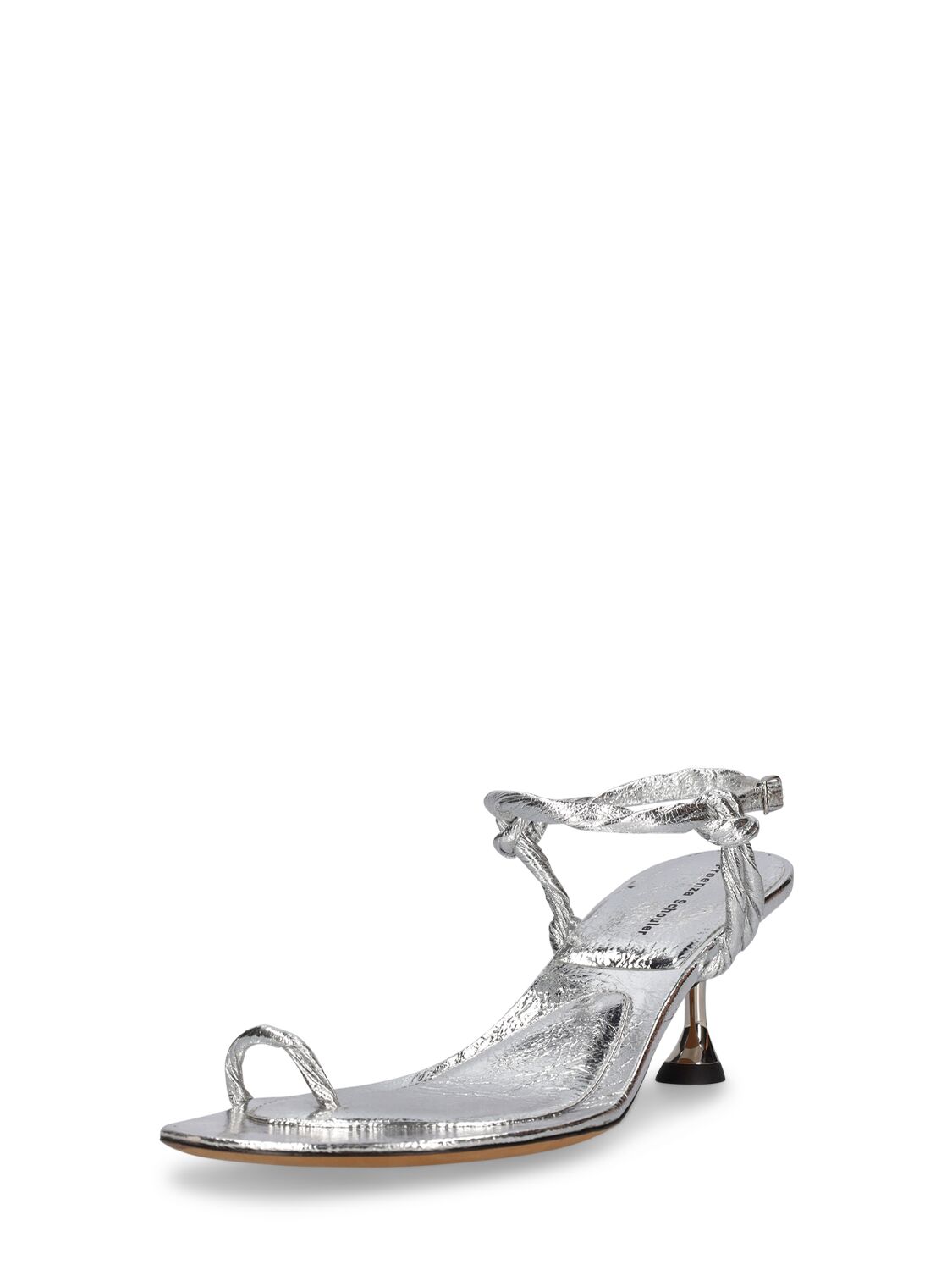 Shop Proenza Schouler 65mm Metallic Leather Toe Ring Sandals In Silver