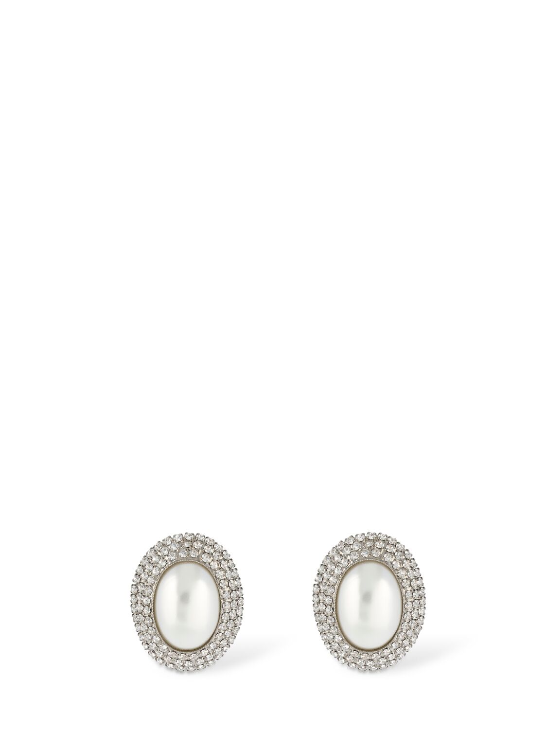 Alessandra Rich Oval Crystal Earrings In Silver