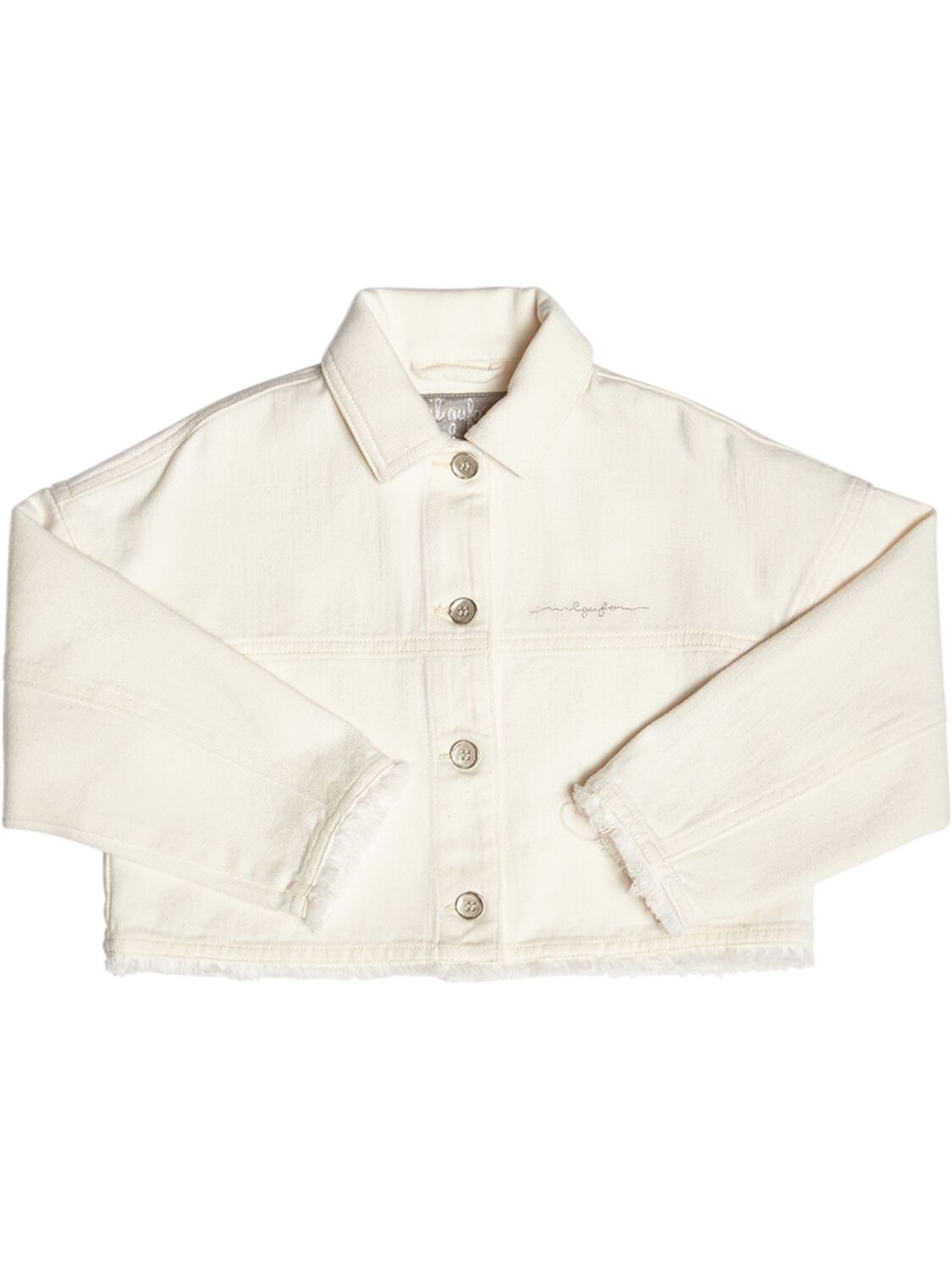 Il Gufo Kids' Cropped Cotton Denim Jacket In Off-white