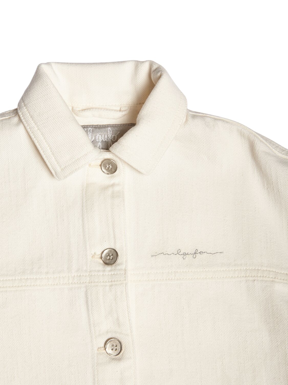 Shop Il Gufo Cropped Cotton Denim Jacket In Off-white