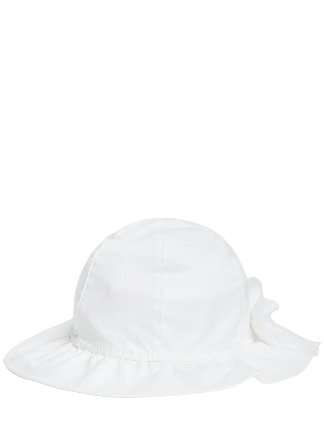 Il Gufo Kids' Cotton Poplin Hat W/bow In White