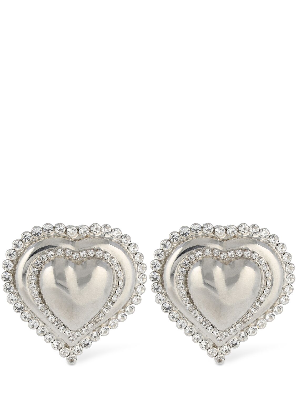 Alessandra Rich Heart Stud Earrings In Silver