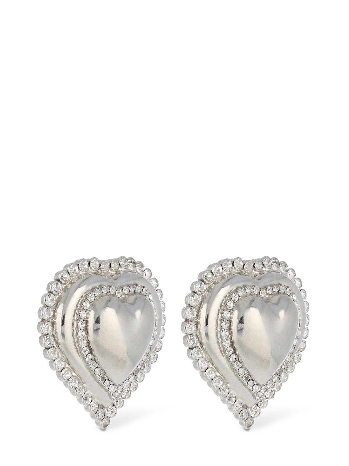 Shop Alessandra Rich Heart Stud Earrings In Silver