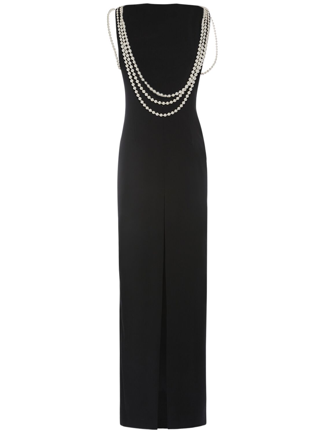 Shop Dsquared2 Embellished Satin Open Back Long Dress In Black