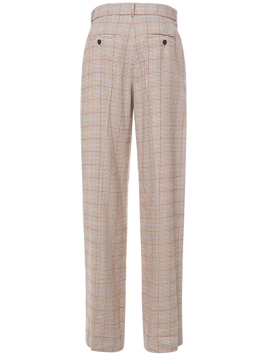 Shop Weekend Max Mara Freda Linen & Cotton Wide Pants In Beige,multi