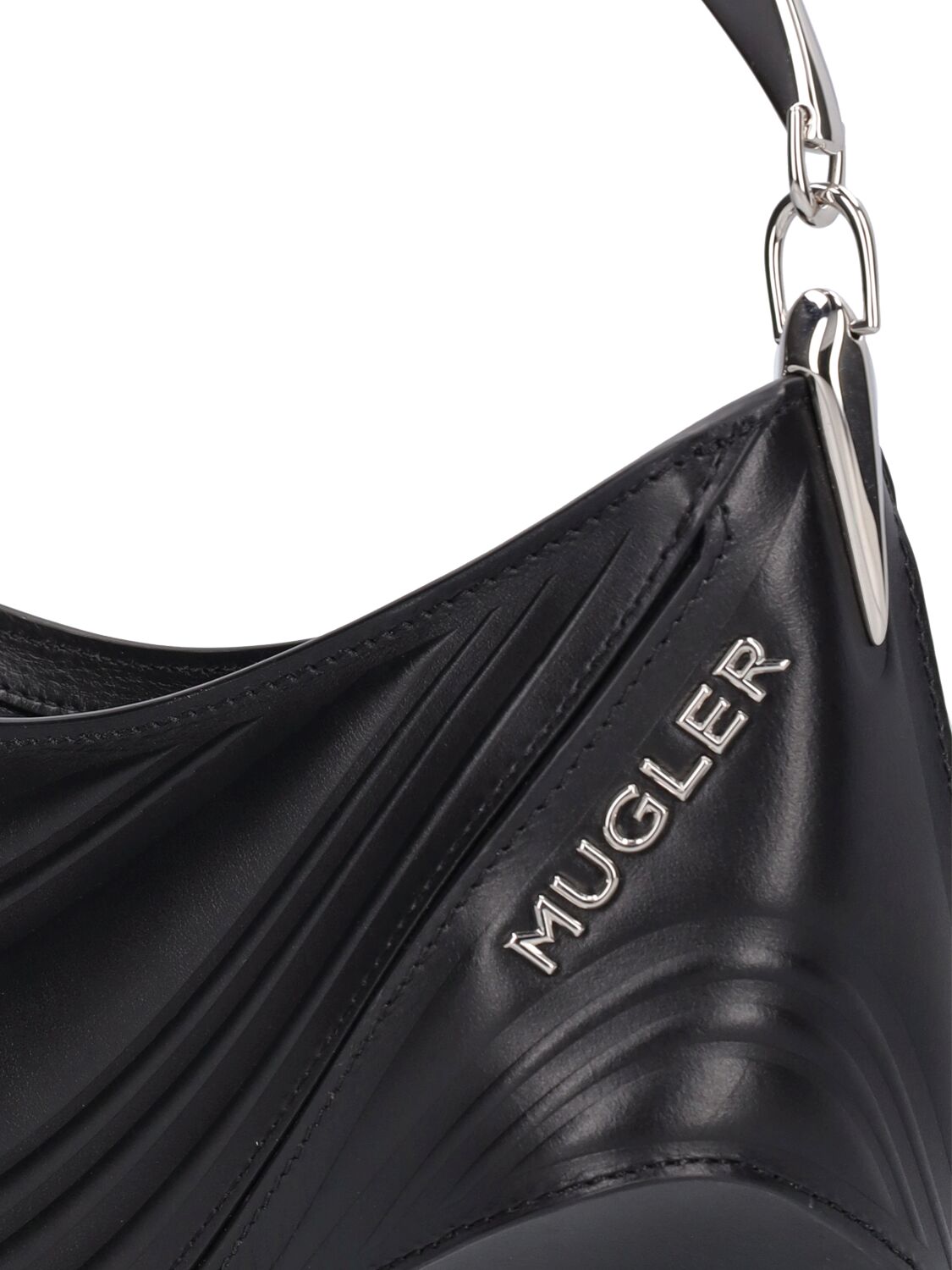 Shop Mugler Mini Spiral Embossed Leather Pouch In Schwarz