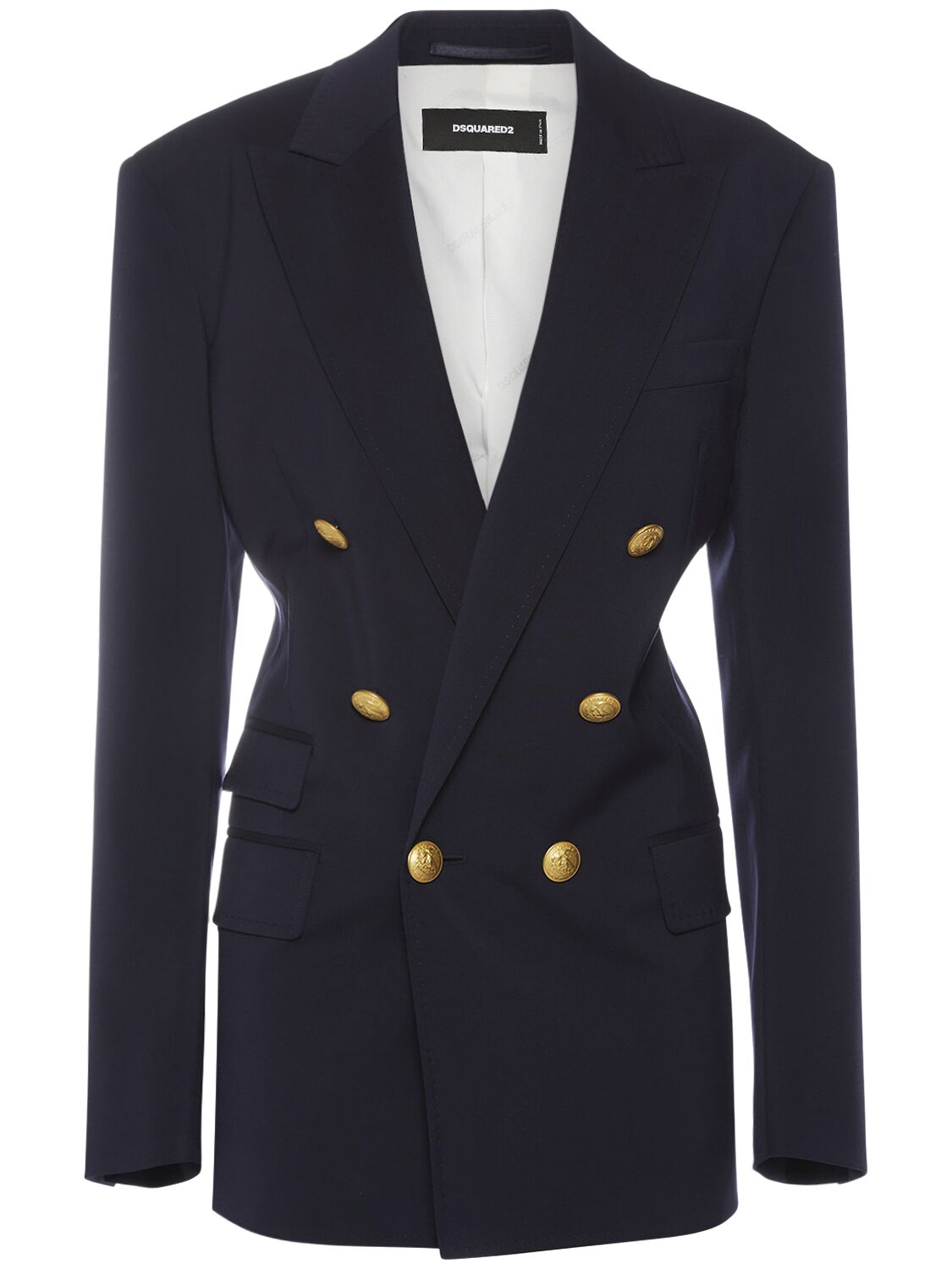 Dsquared2 Wool Oversized Double Breast Jacket In Navy