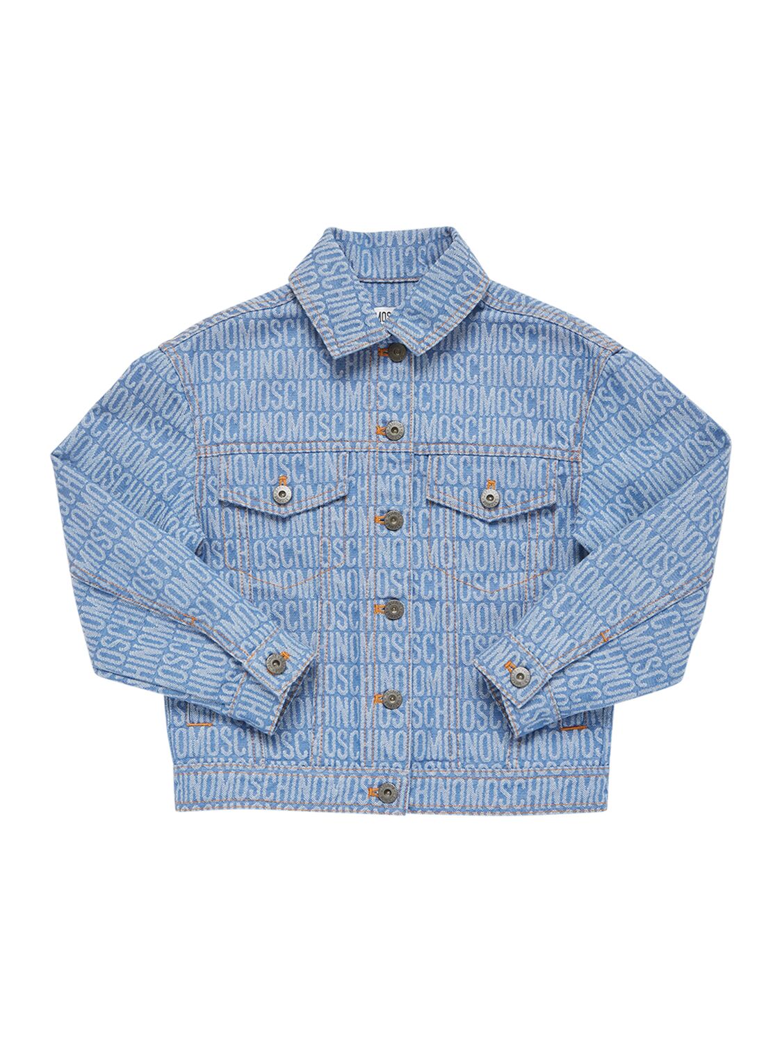 Shop Moschino Cotton Blend Denim Jacket In Blue