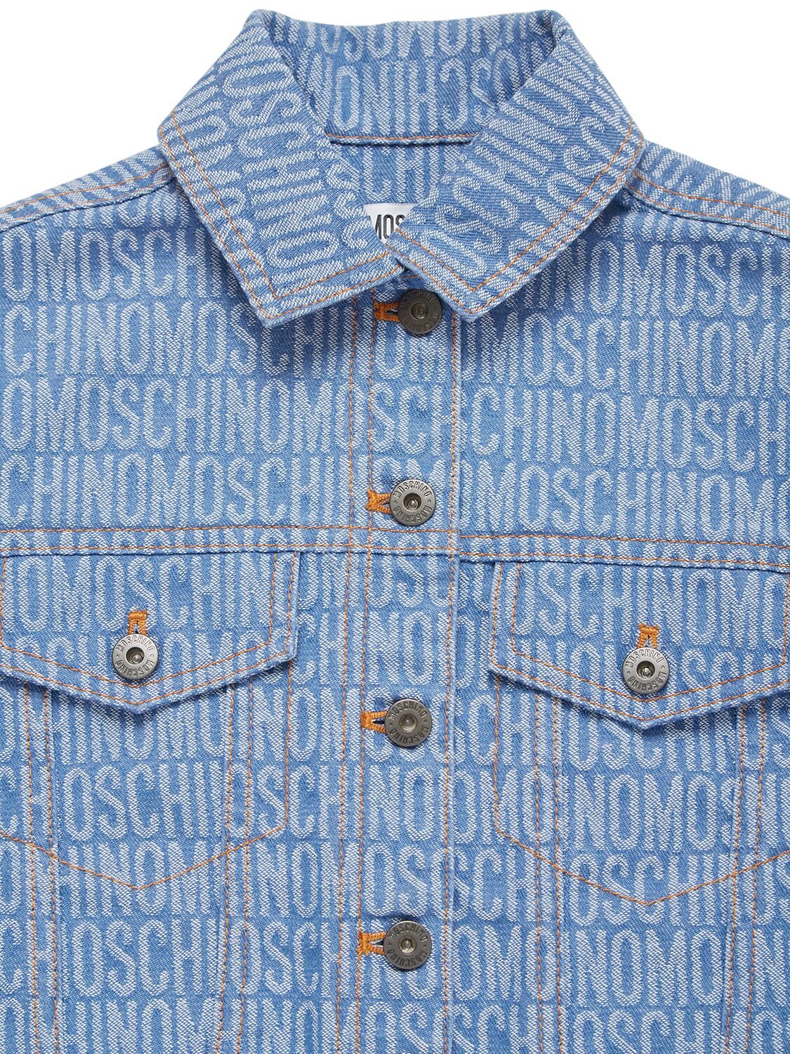 Shop Moschino Cotton Blend Denim Jacket In Blue