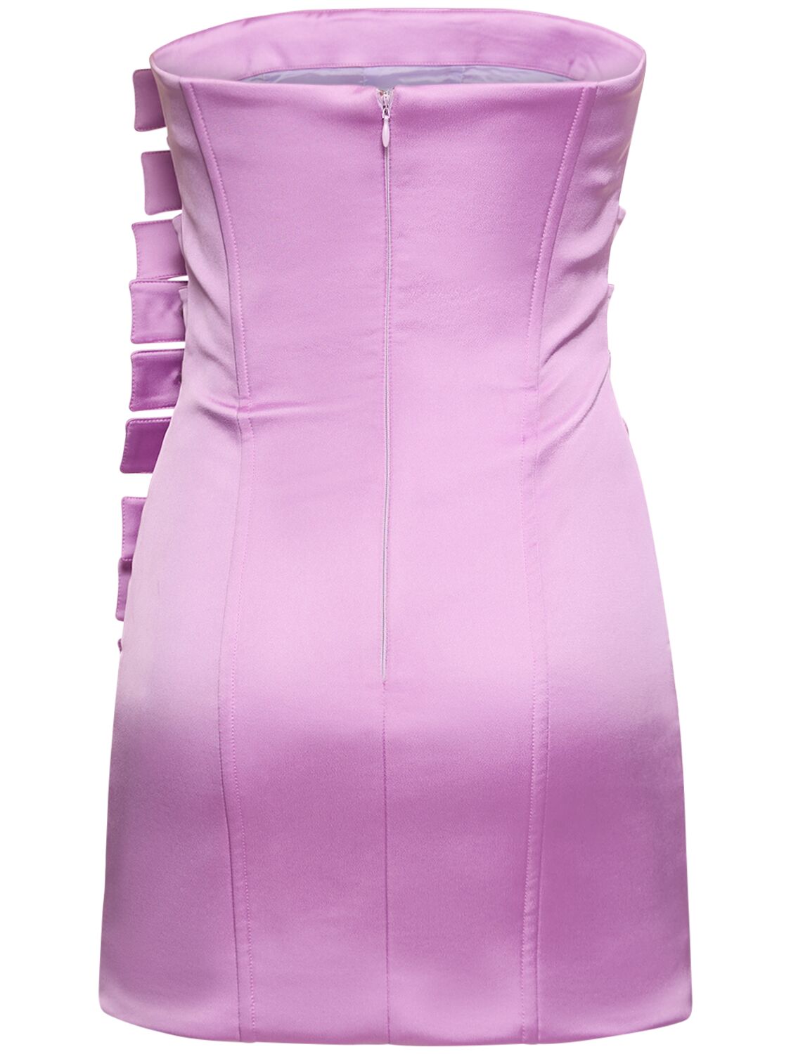 Shop Giuseppe Di Morabito Satin Strapless Dress W/buckle Straps In Lilac Pink