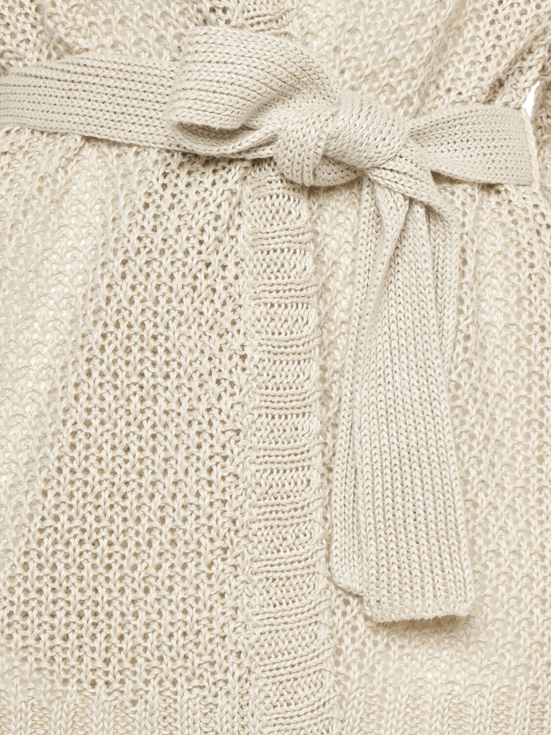 Shop Weekend Max Mara Kabala Belted Linen Knit Cardigan In Light Beige