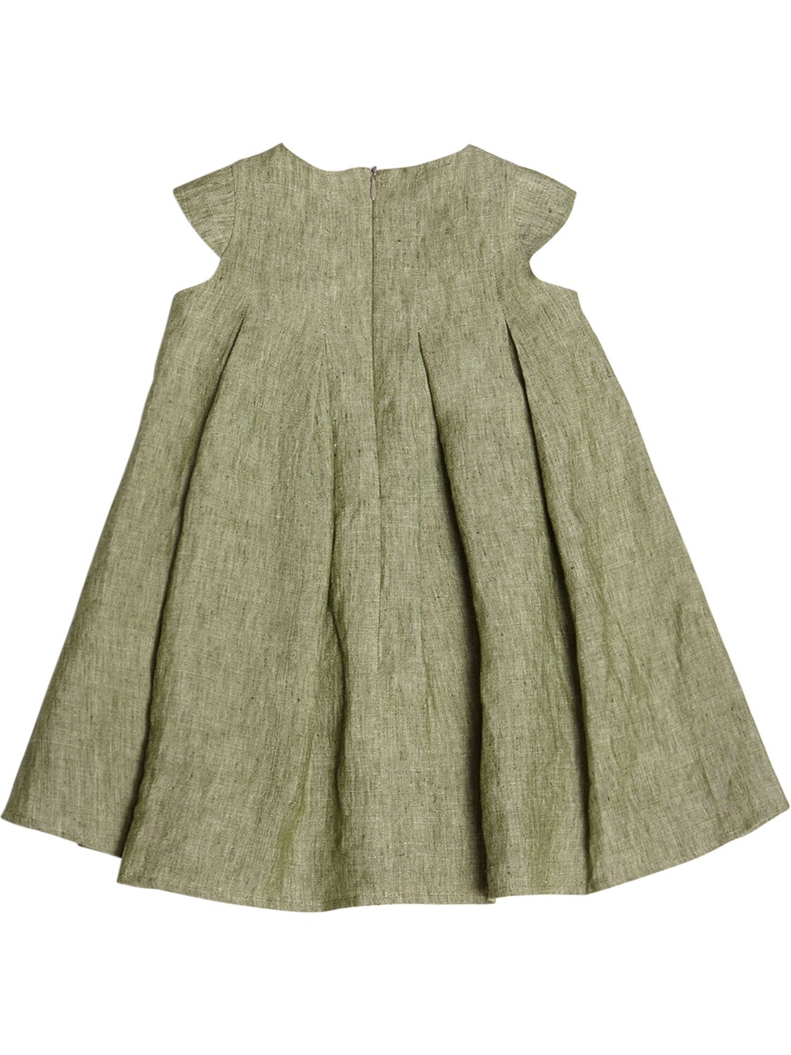 Shop Il Gufo Sleeveless Linen Dress In Green