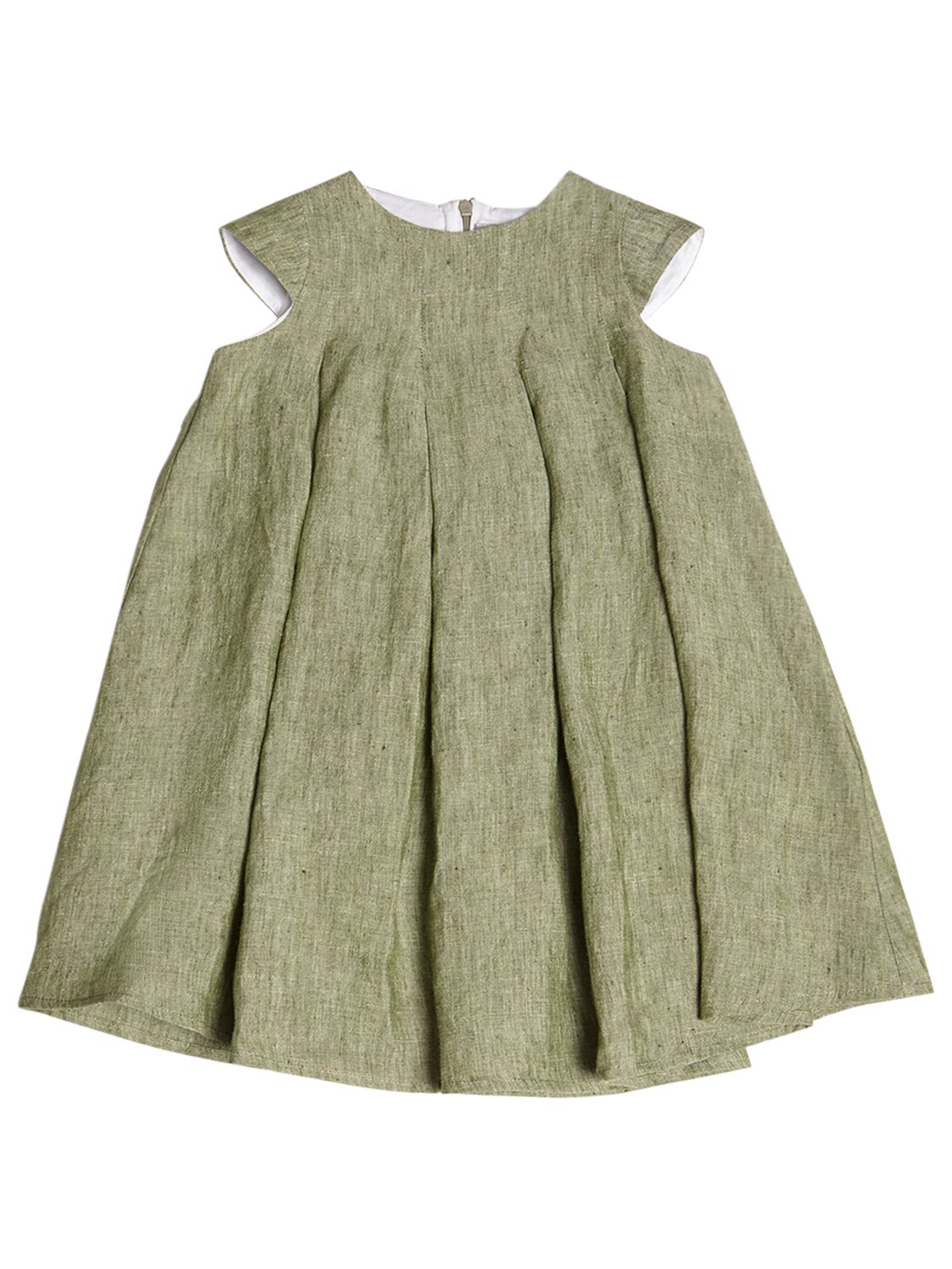 Il Gufo Kids' Sleeveless Linen Dress In Green