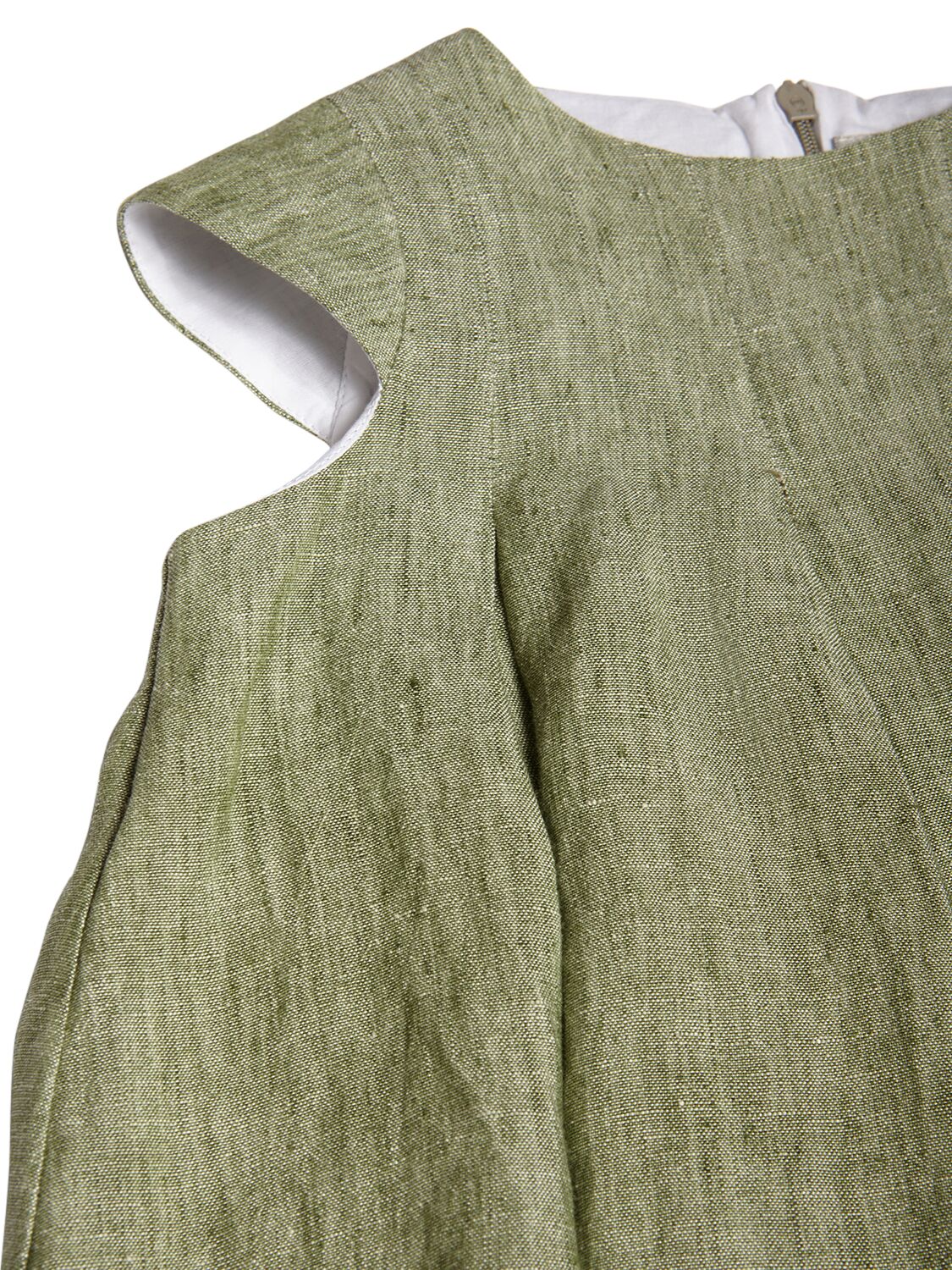 Shop Il Gufo Sleeveless Linen Dress In Green