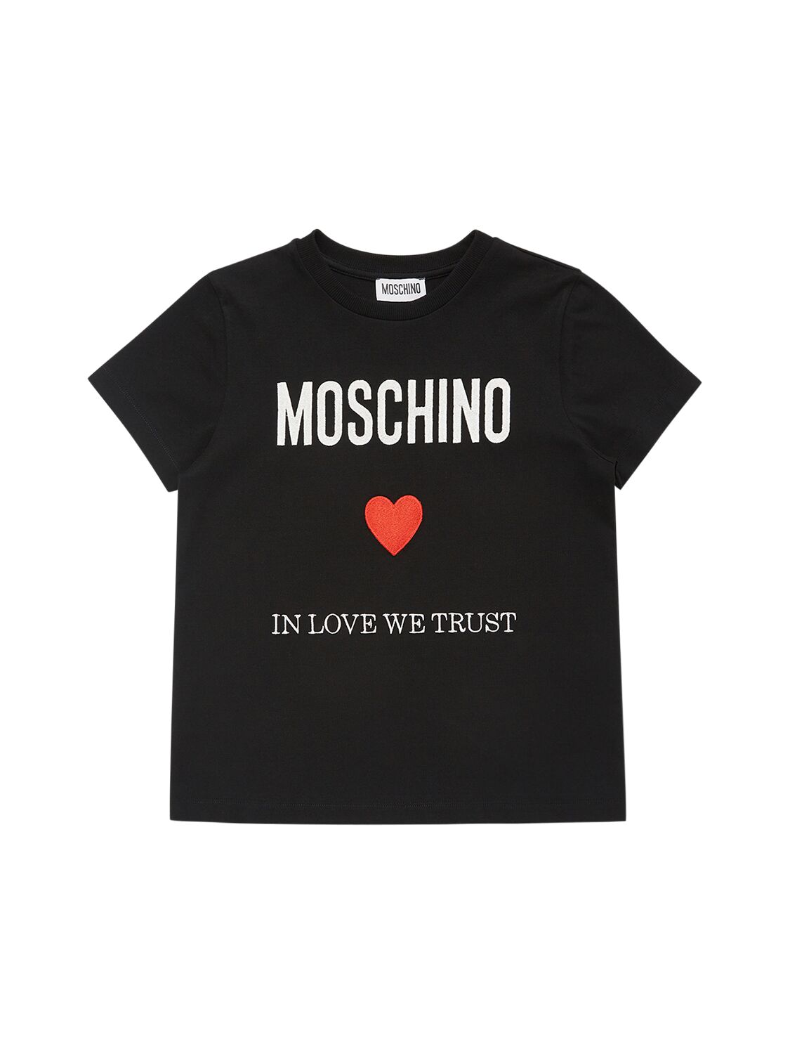 Moschino Kids' 棉质平纹针织t恤 In Black