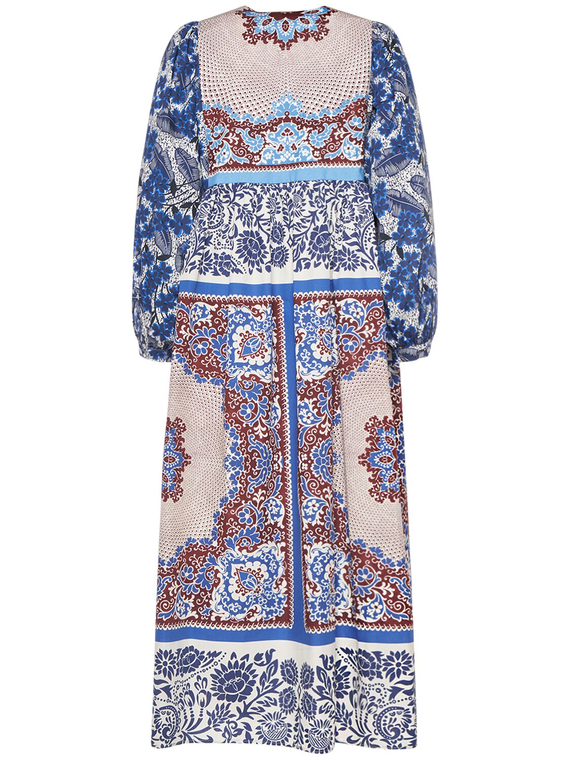 Shop Weekend Max Mara Ghiotto Printed Cotton Poplin Midi Dress In 블루,멀티