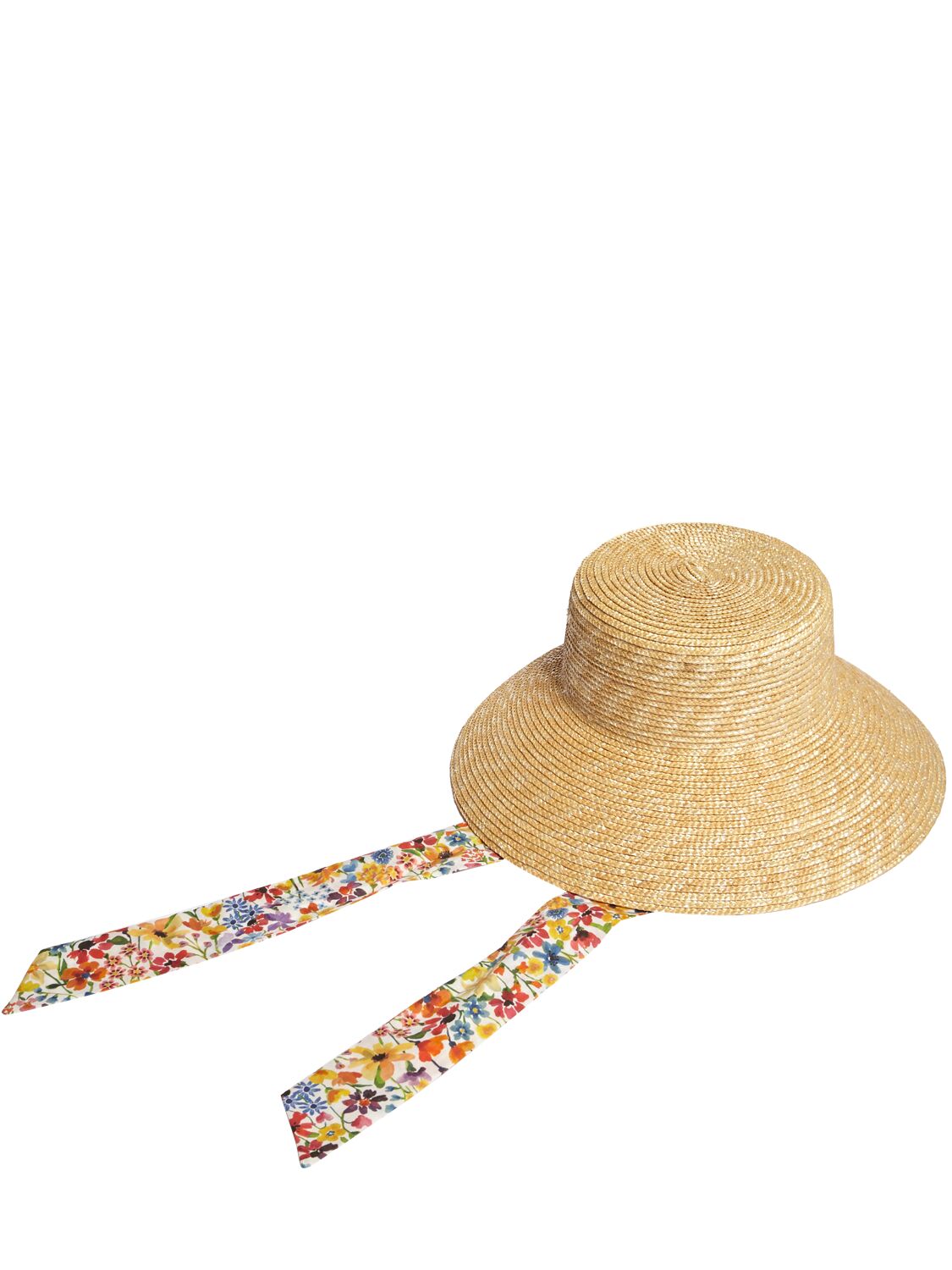 Shop Il Gufo Liberty & Raffia Hat In Multicolor