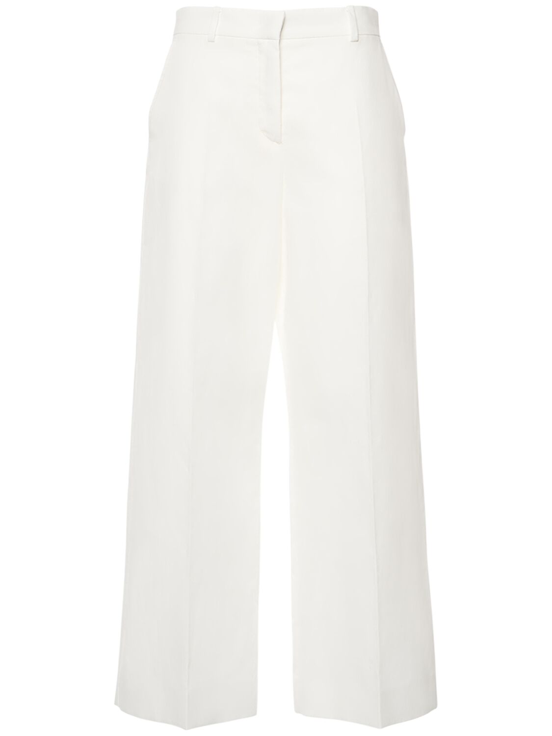 Weekend Max Mara Zircone Cotton & Linen Canvas Wide Trousers In Ivory