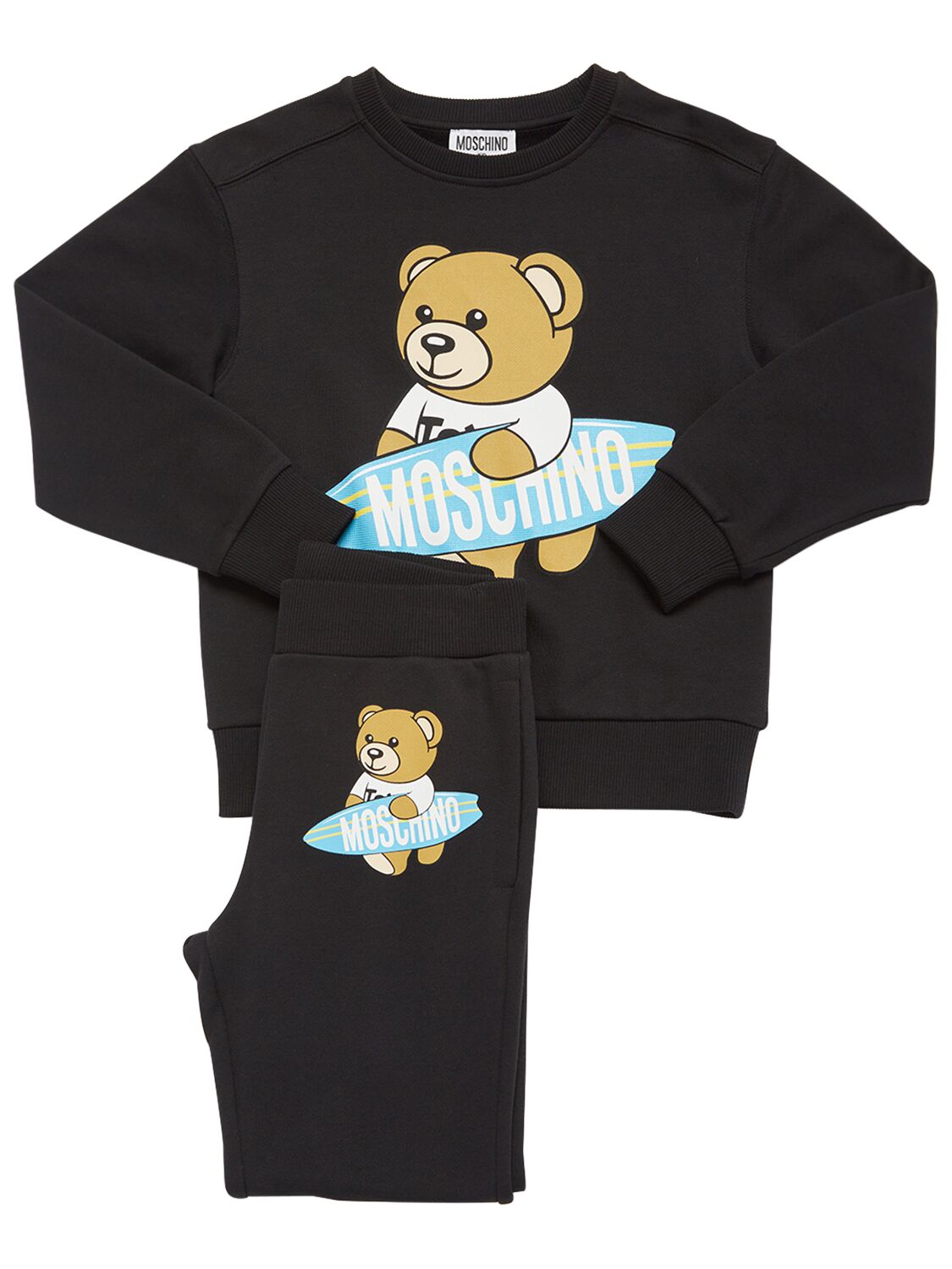 Moschino Kids' Cotton Sweatshirt & Sweatpants In Black